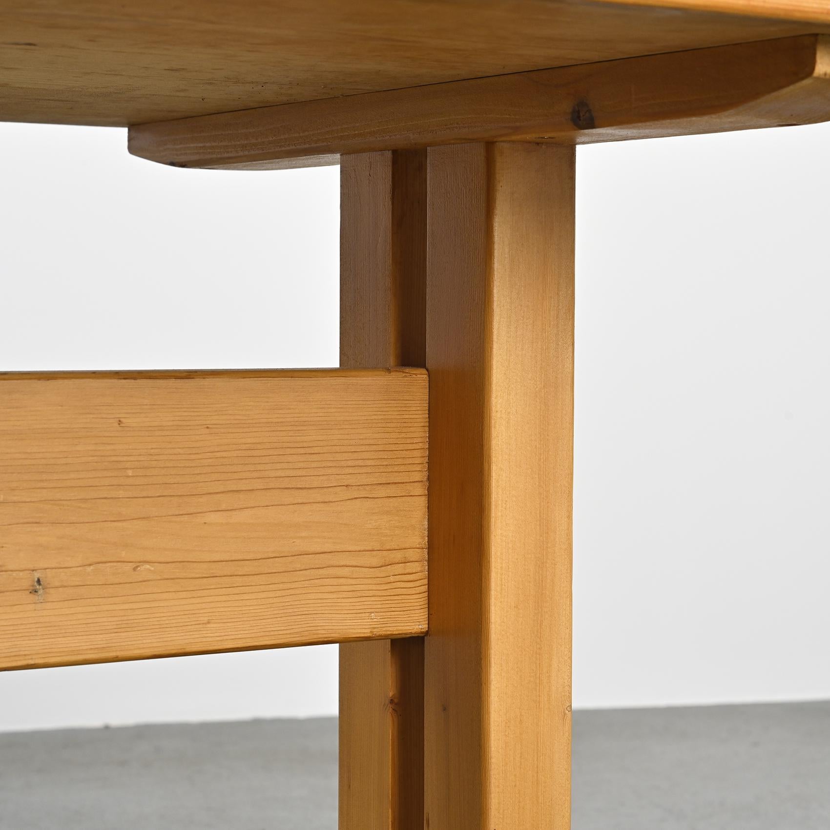 Solid Pine Dining Table, Les Arcs, France 1975 For Sale 4