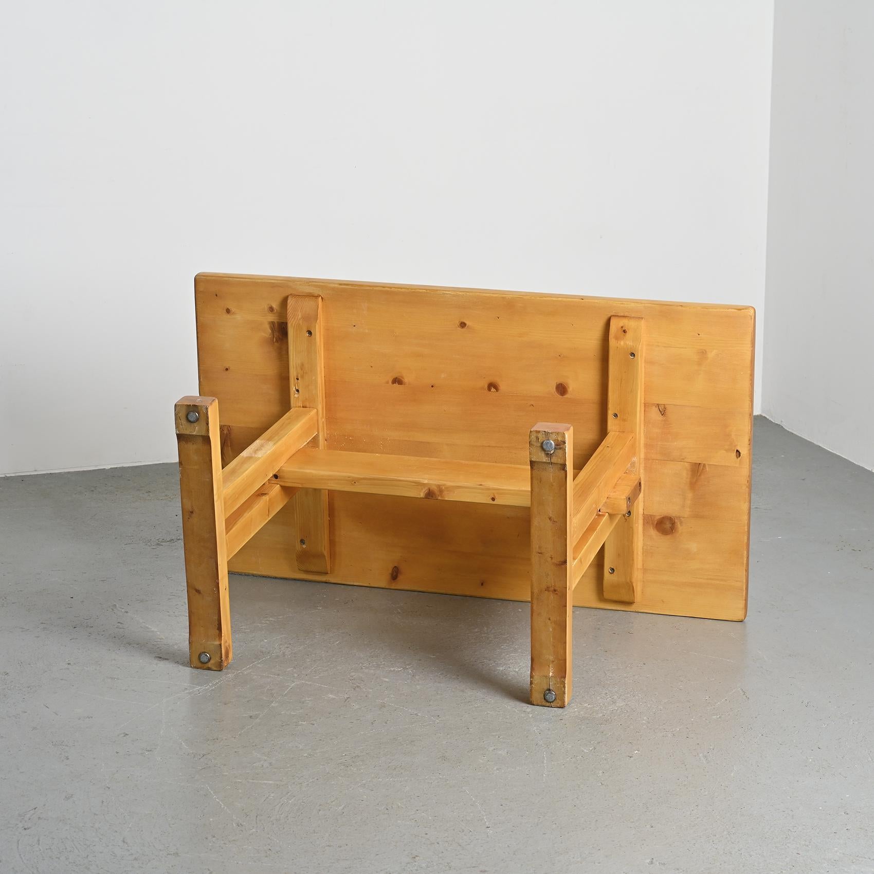 Solid Pine Dining Table, Les Arcs, France 1975 For Sale 5