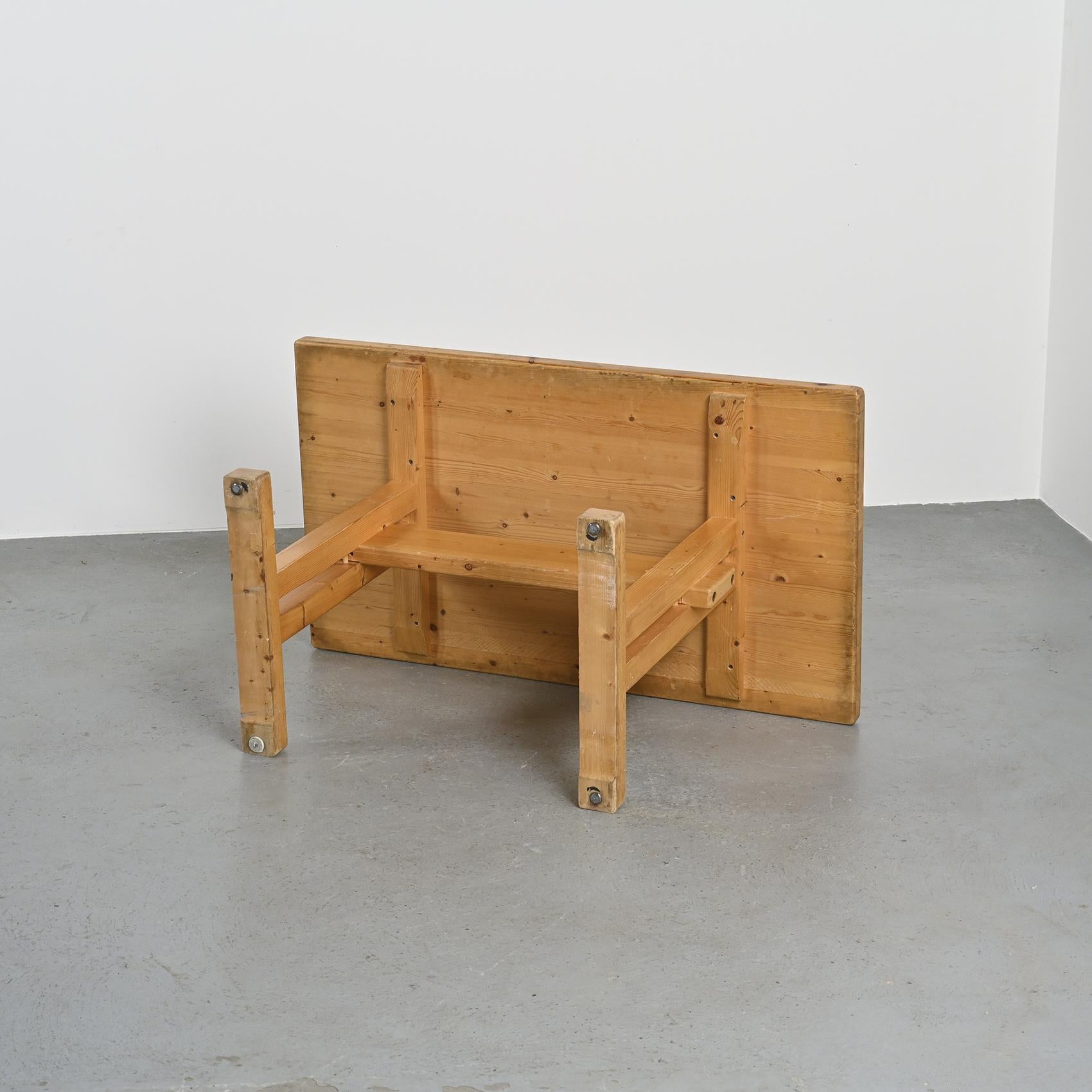 Solid Pine Dining Table, Les Arcs, France 1975 im Angebot 5