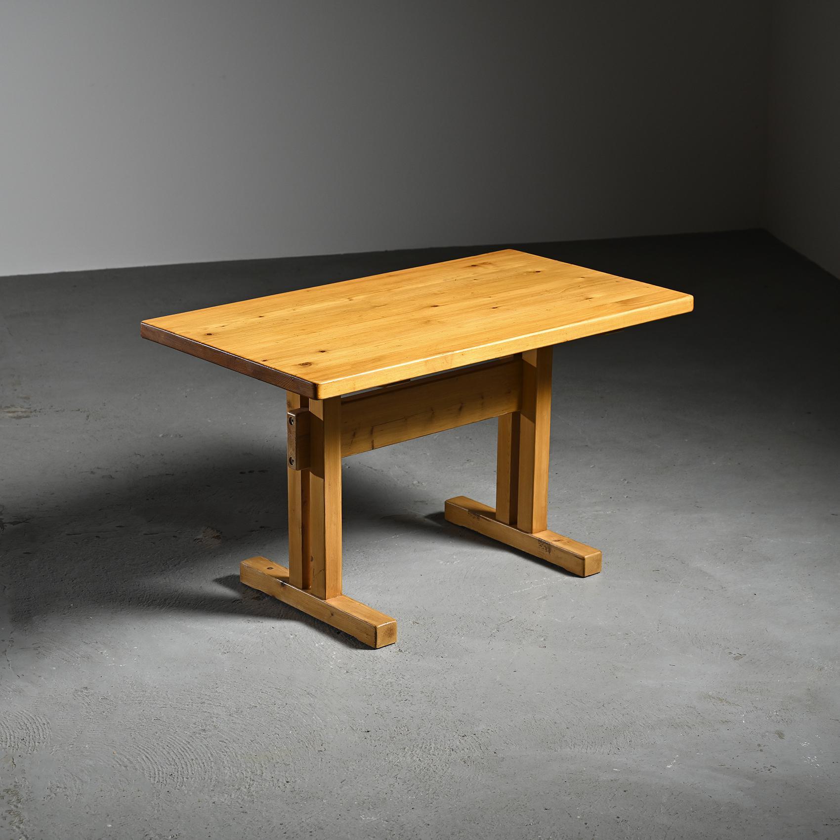  Solid pine rectangular dining table, selected for the French ski resort 