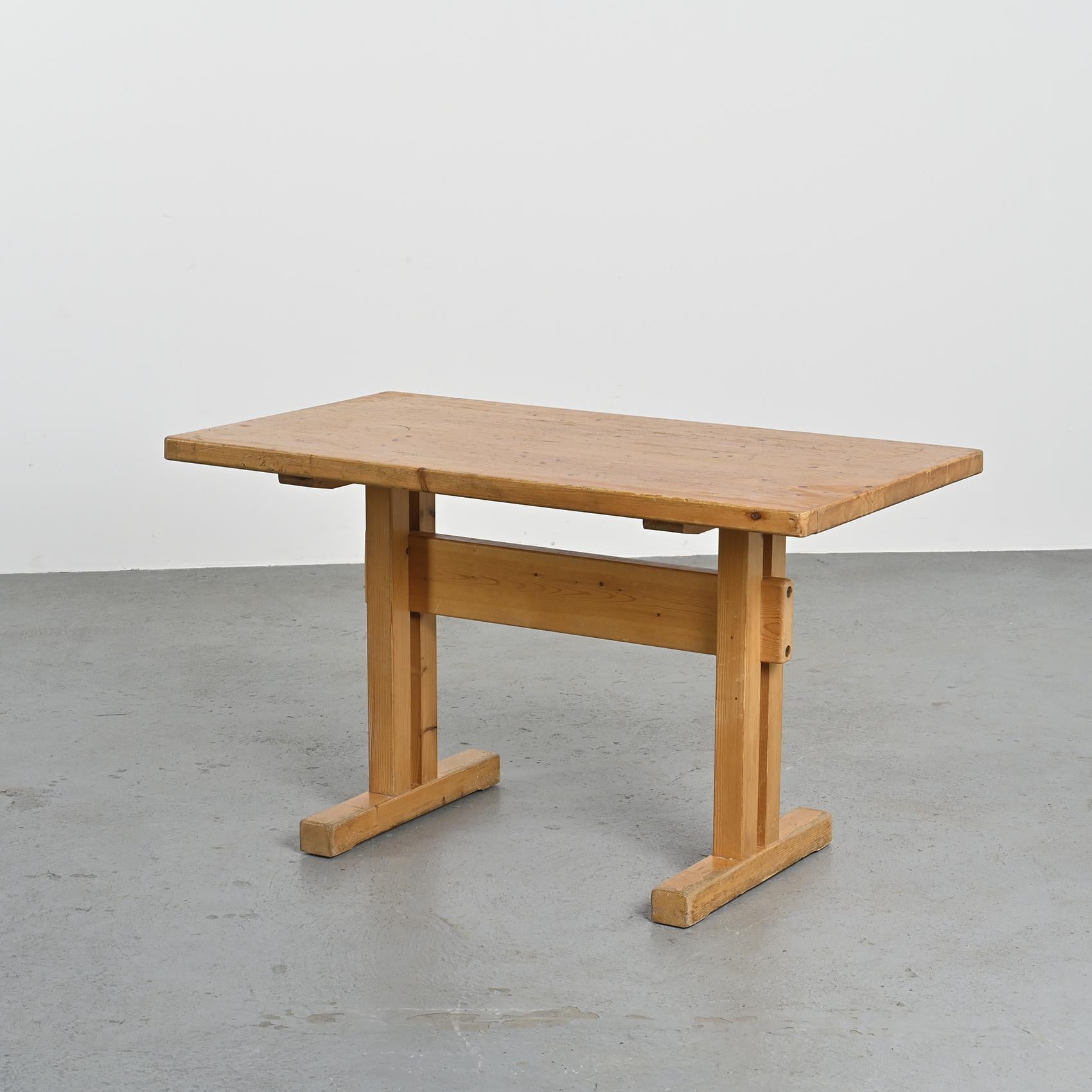  Solid pine rectangular dining table, selected for the French ski resort 