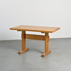 Solid Pine Dining Table, Les Arcs, France 1975