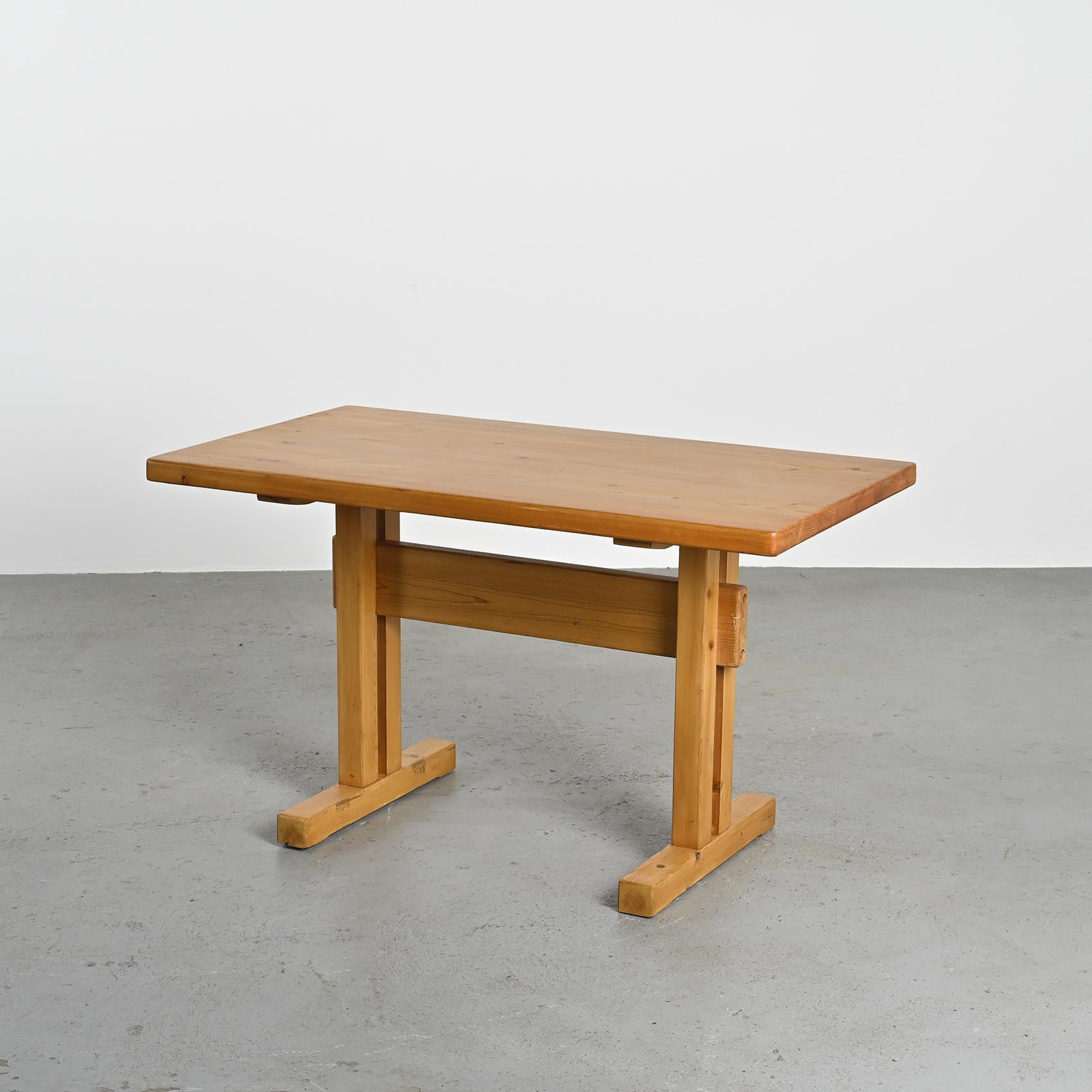 French Solid Pine Dining Table, Les Arcs, France 1975 For Sale