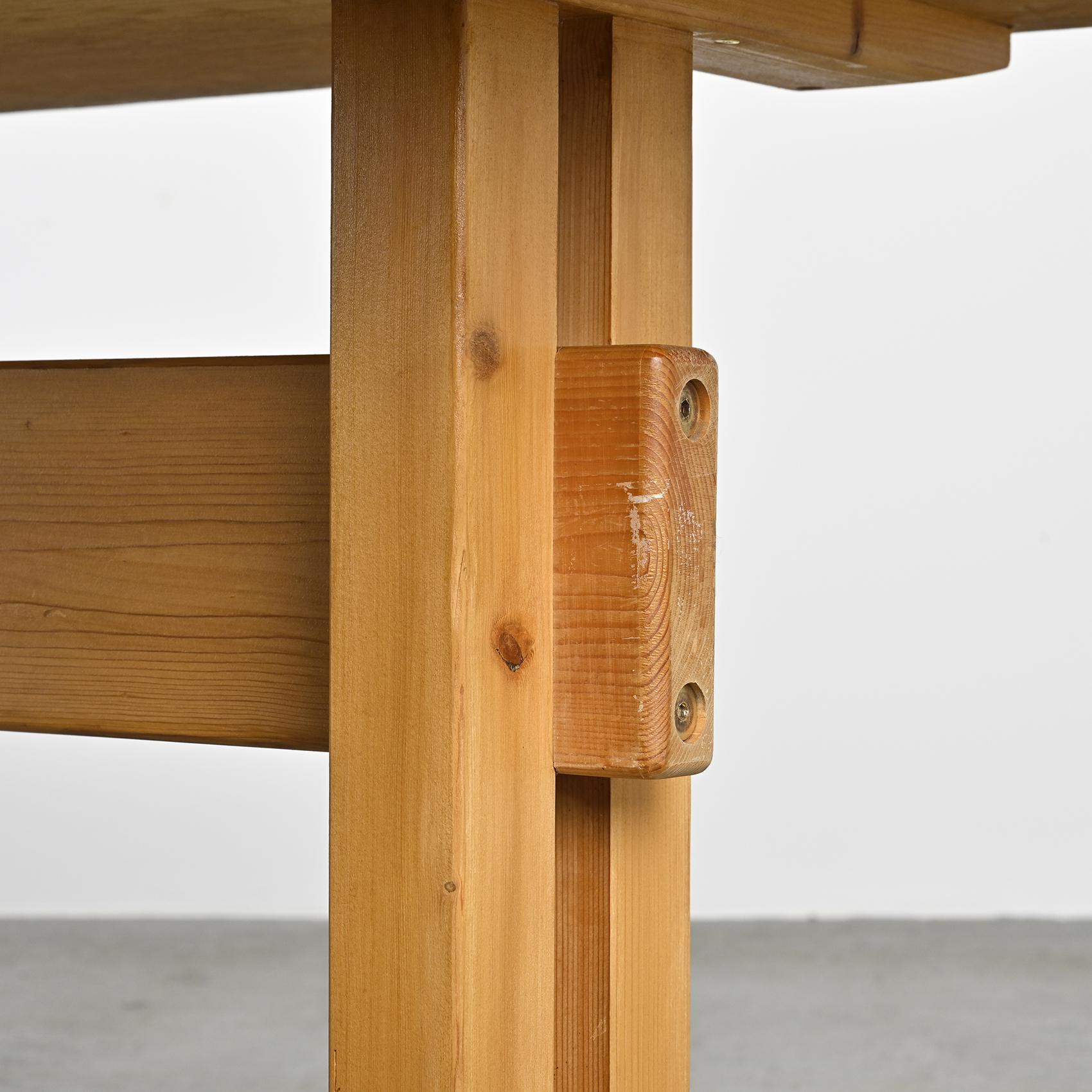 20th Century Solid Pine Dining Table, Les Arcs, France 1975 For Sale