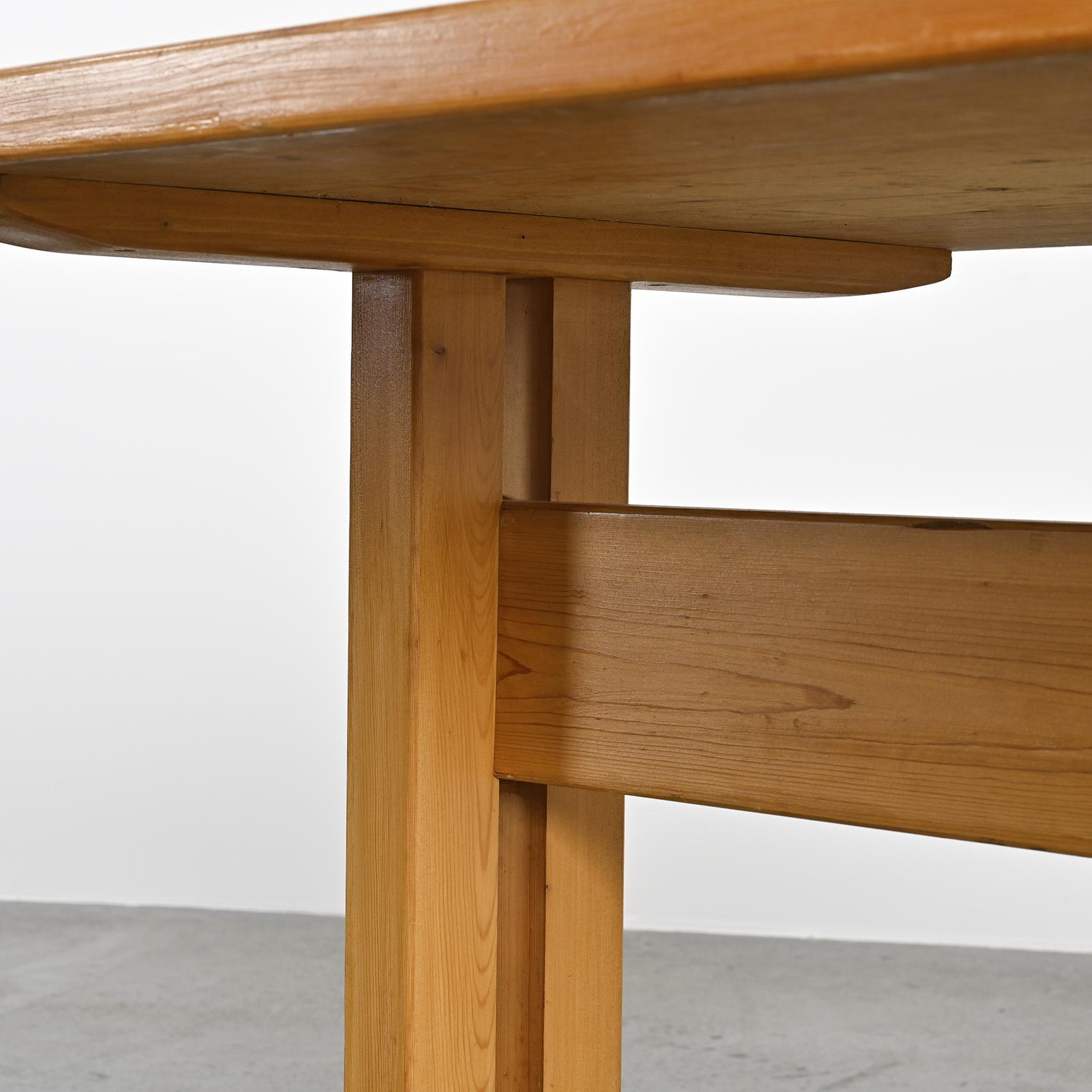Solid Pine Dining Table, Les Arcs, France 1975 For Sale 1