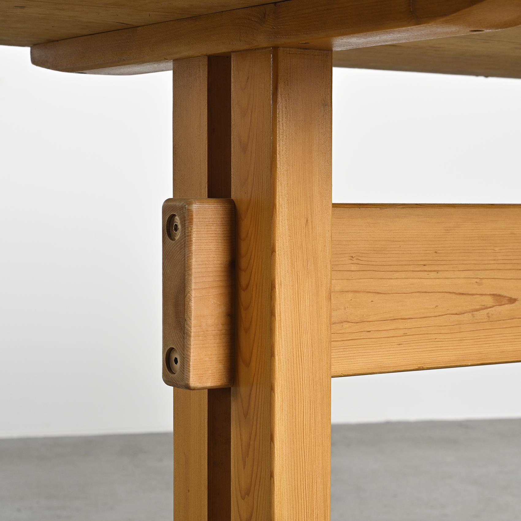 Solid Pine Dining Table, Les Arcs, France 1975 For Sale 3