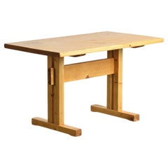 Solid Pine Dining Table, Les Arcs, France 1975