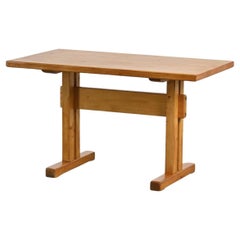 Solid Pine Dining Table, Les Arcs, France 1975