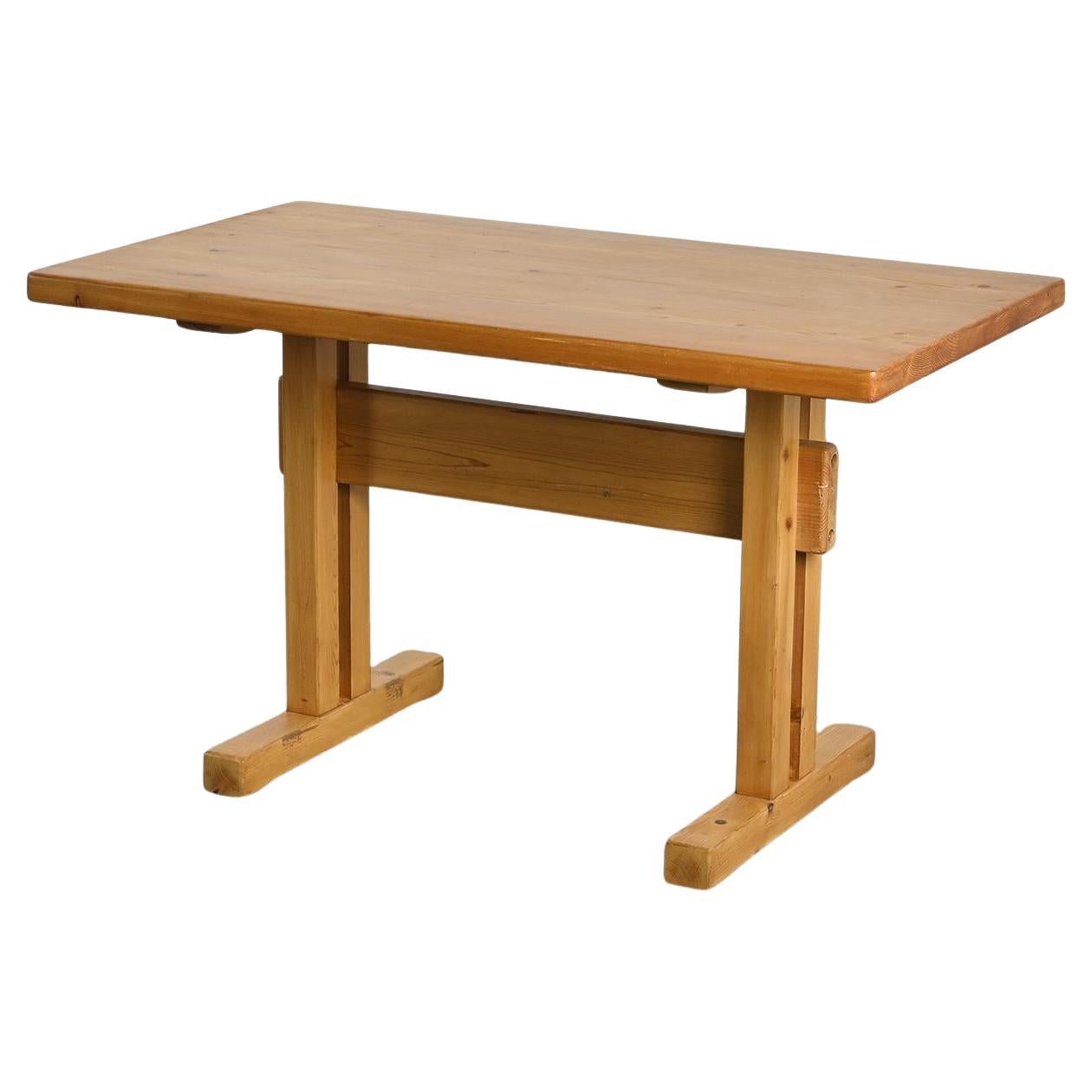 Solid Pine Dining Table, Les Arcs, France 1975 For Sale