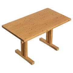 Solid Pine Dining Table, Les Arcs, France 1975