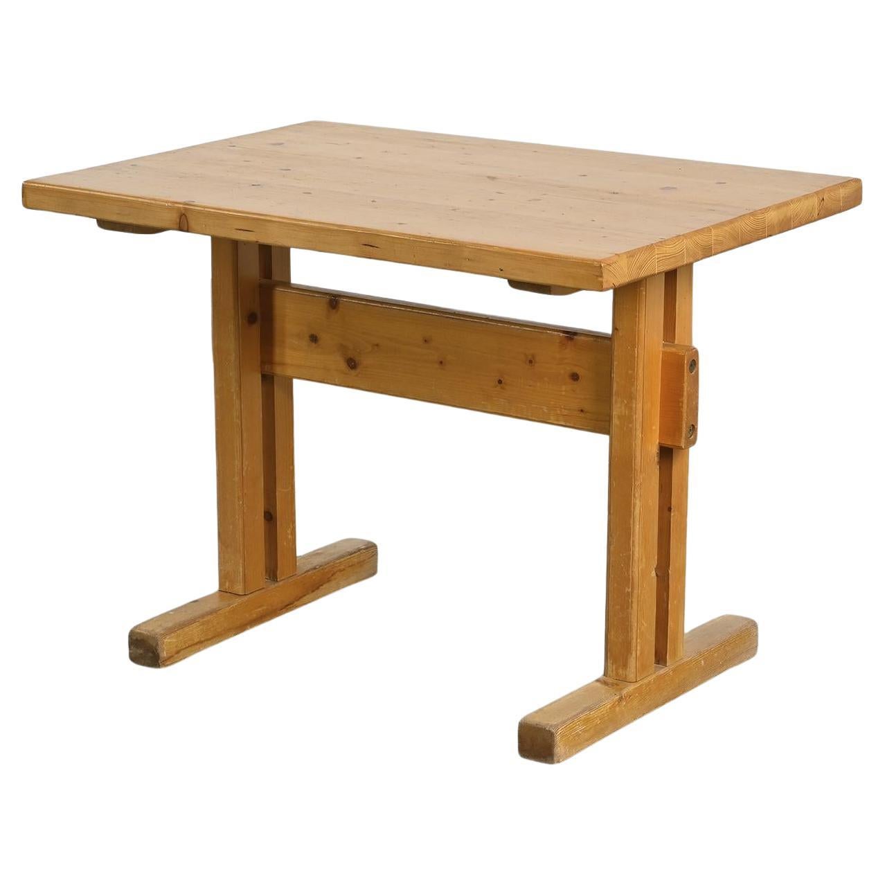 Solid Pine Dining Table, Les Arcs, France 1975