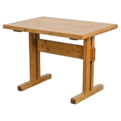 Solid Pine Dining Table, Les Arcs, France 1975