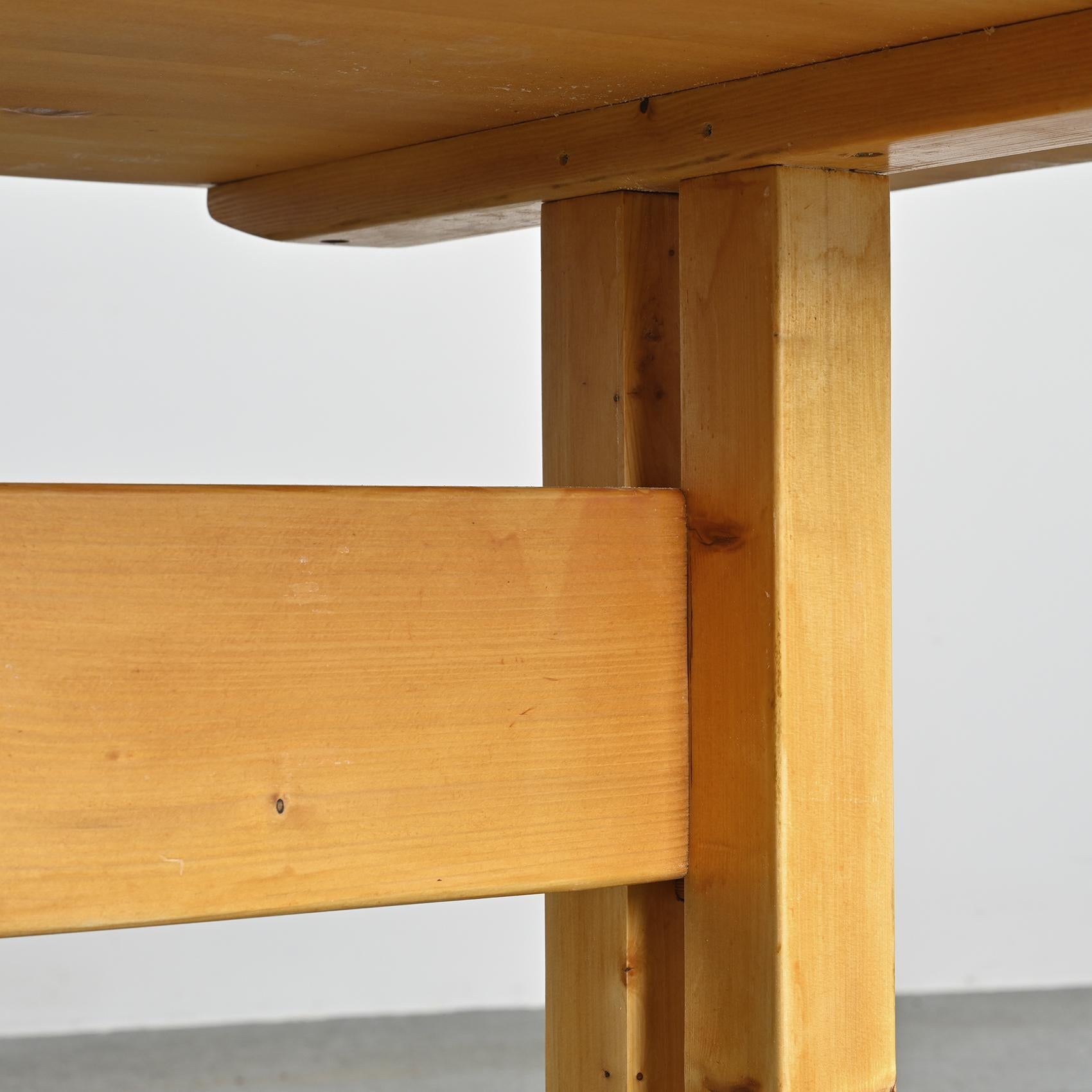 Solid Pine Dining Table, Les Arcs, France For Sale 3