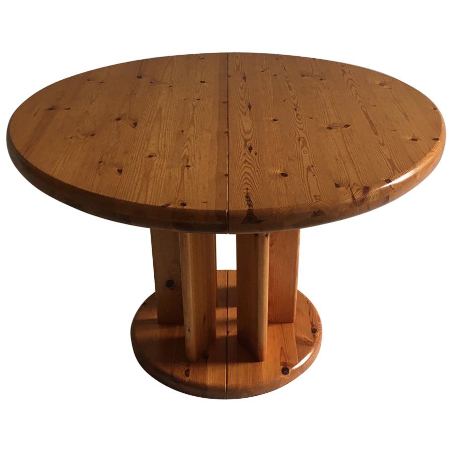 Solid Pine Dining Table, Sweden, 1970