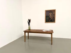 Solid pine farmhouse table, spindle legs, France, 1950s