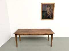 Solid pine farmhouse table with spindle legs, France, 1950s