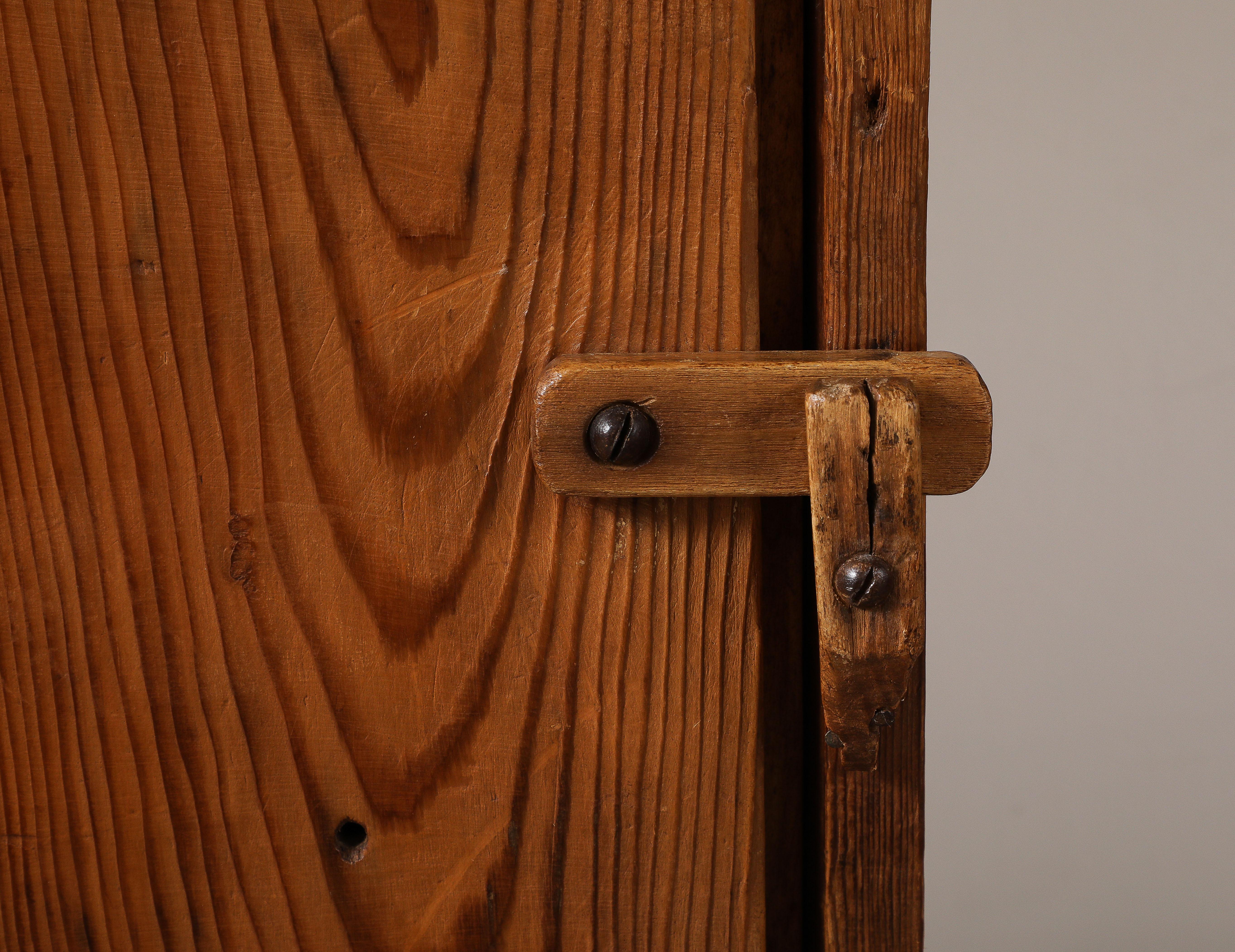 Solid Pine Handmade Cabinet, Auvergnat, France, 1945 In Good Condition For Sale In Brooklyn, NY