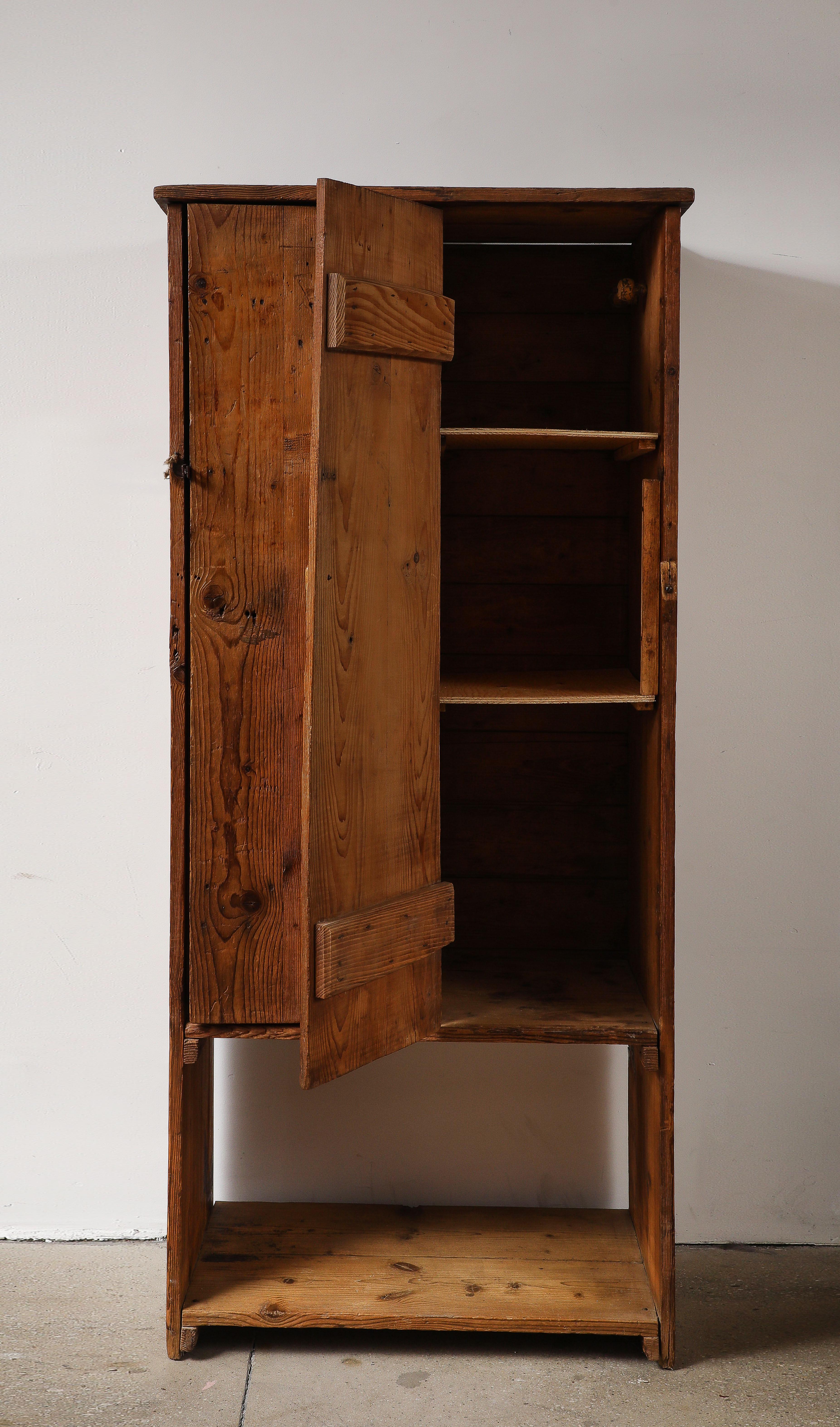 Mid-20th Century Solid Pine Handmade Cabinet, Auvergnat, France, 1945 For Sale