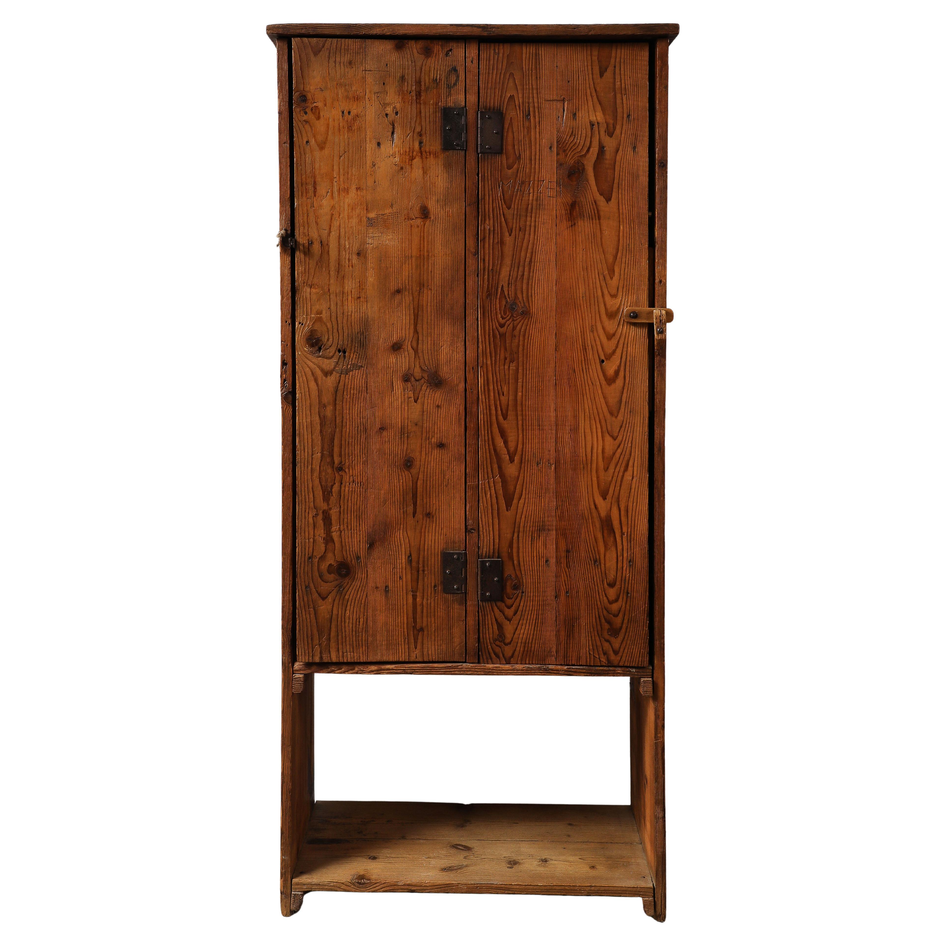 Solid Pine Handmade Cabinet, Auvergnat, France, 1945