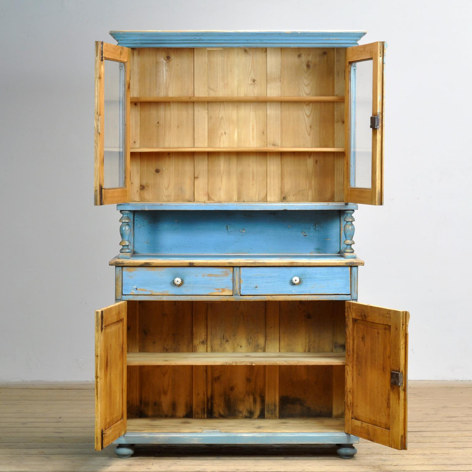 Peint Armoire de cuisine en pin massif, années 1900 en vente