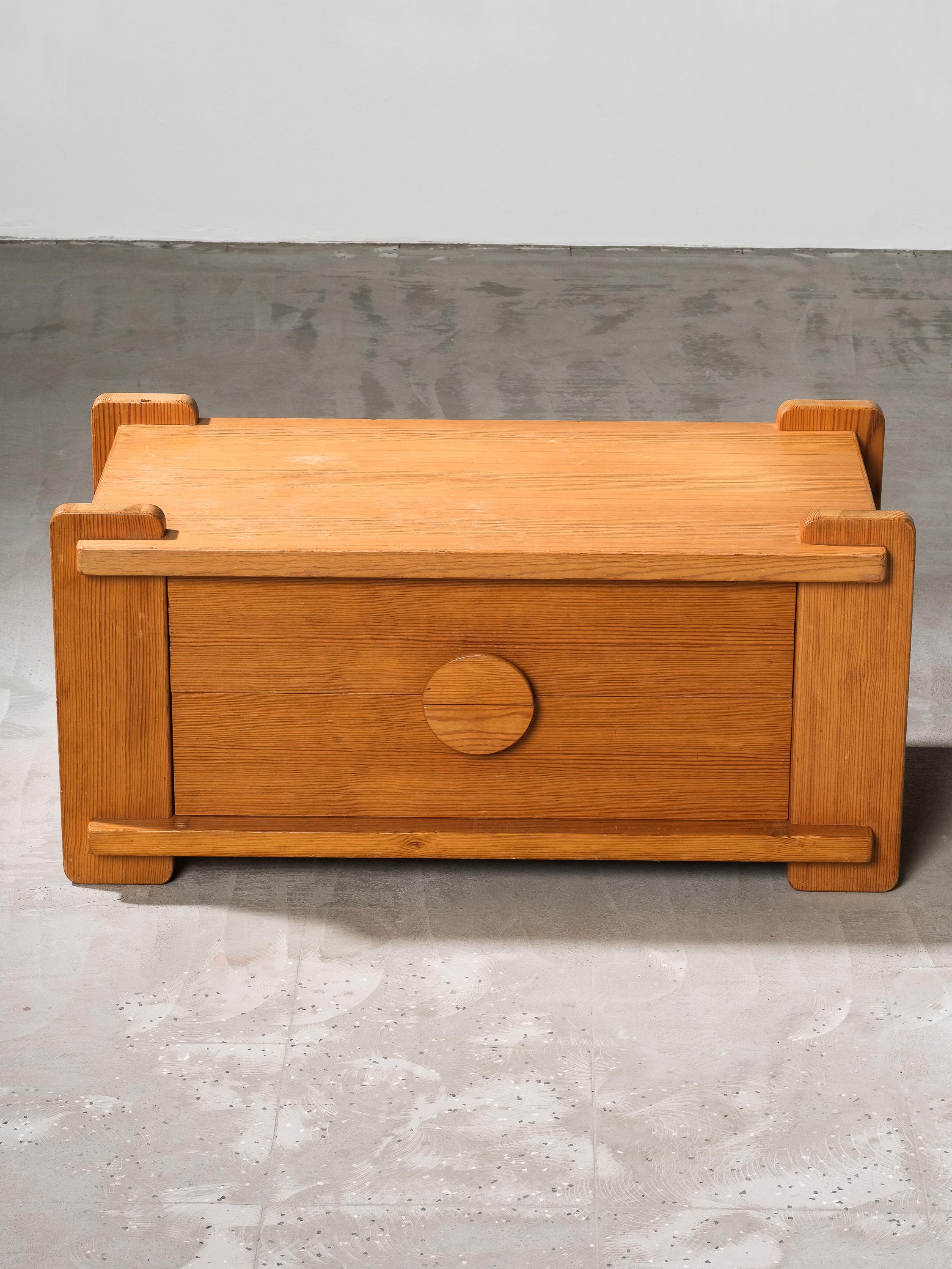 Solid Pine Low Drawer, Sweden, 1970s For Sale 3