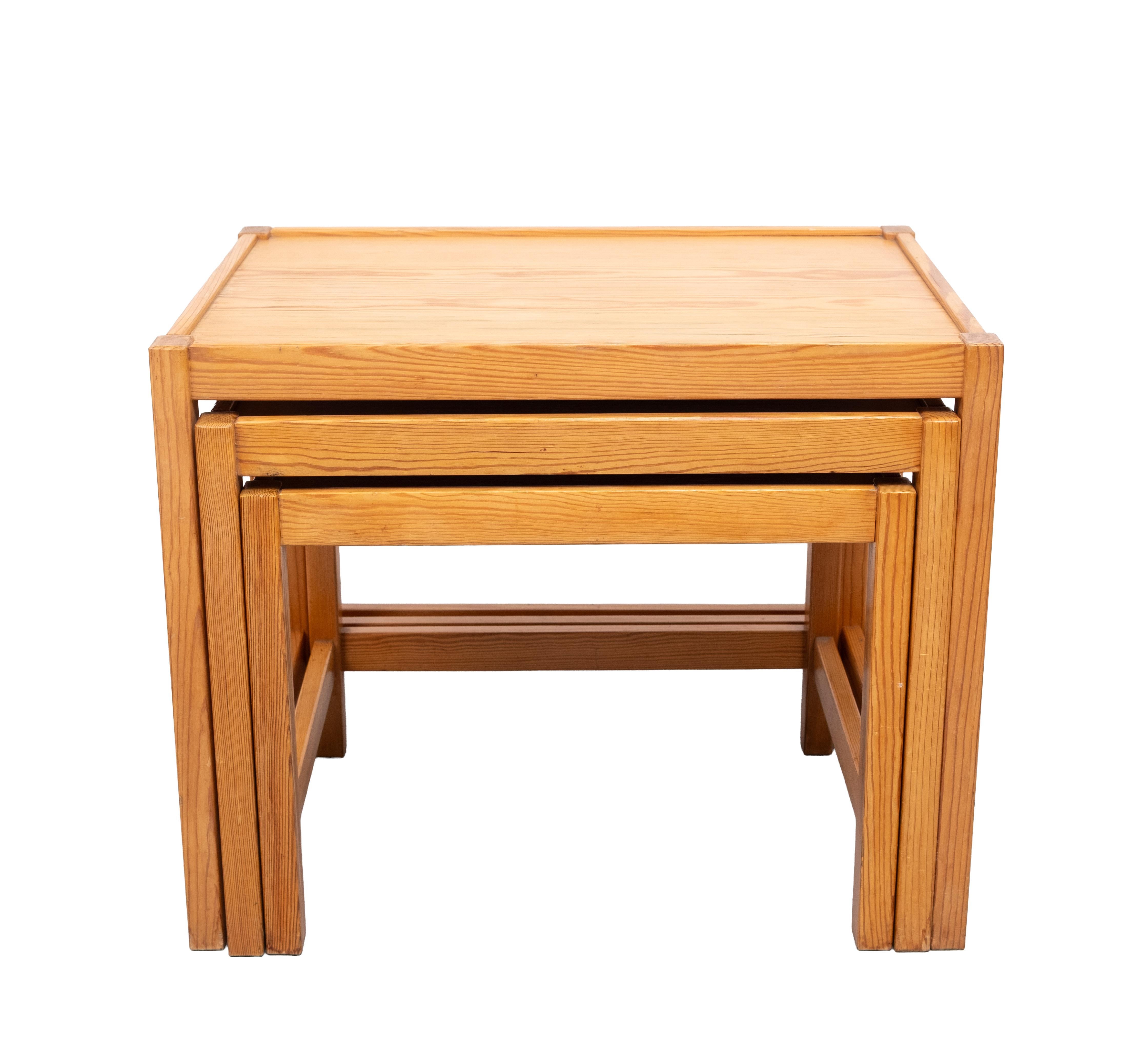 Mid-Century Modern Solid Pine nesting tables Design Kurt Østervig 1960s Denmark For Sale