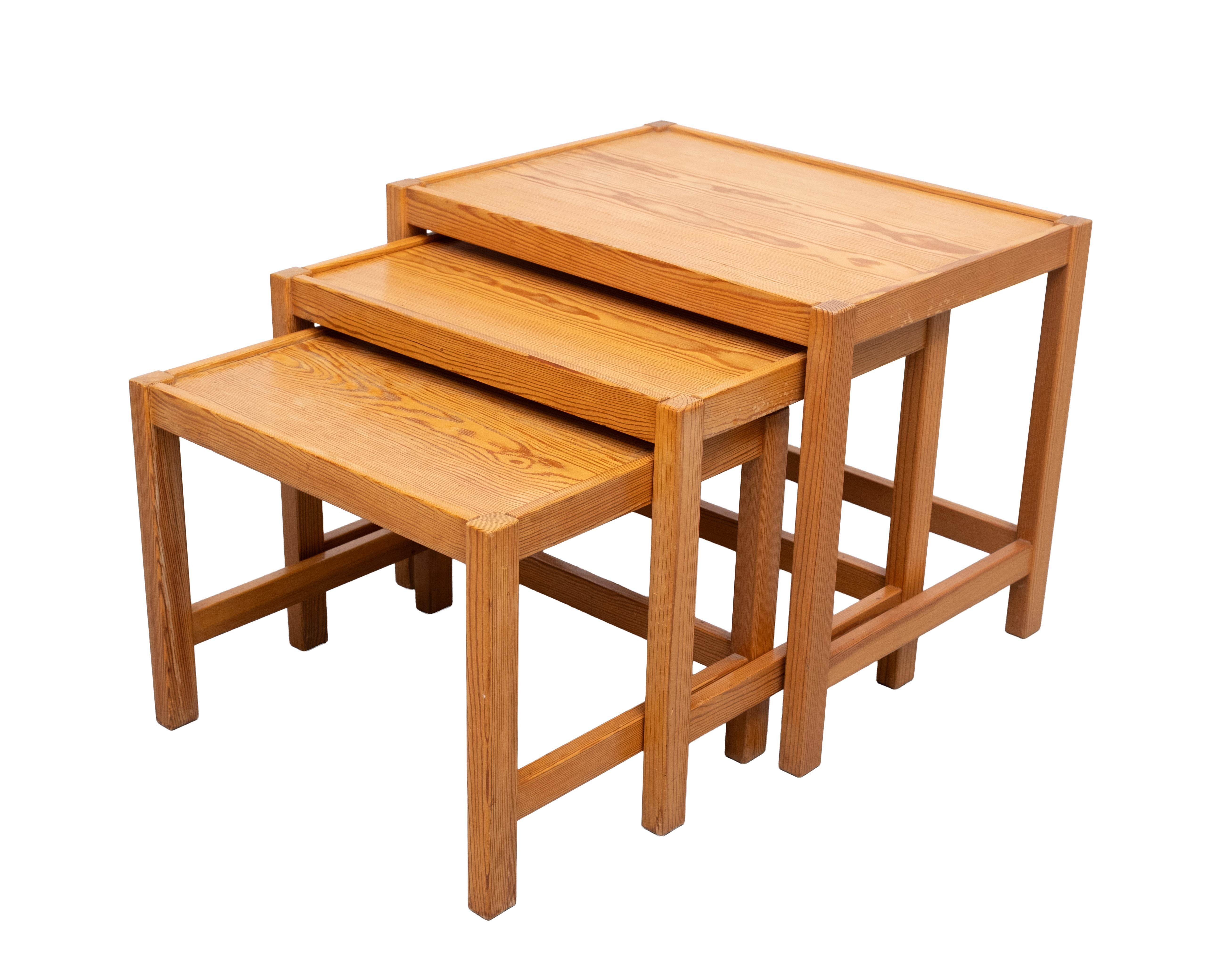 Danish Solid Pine nesting tables Design Kurt Østervig 1960s Denmark For Sale