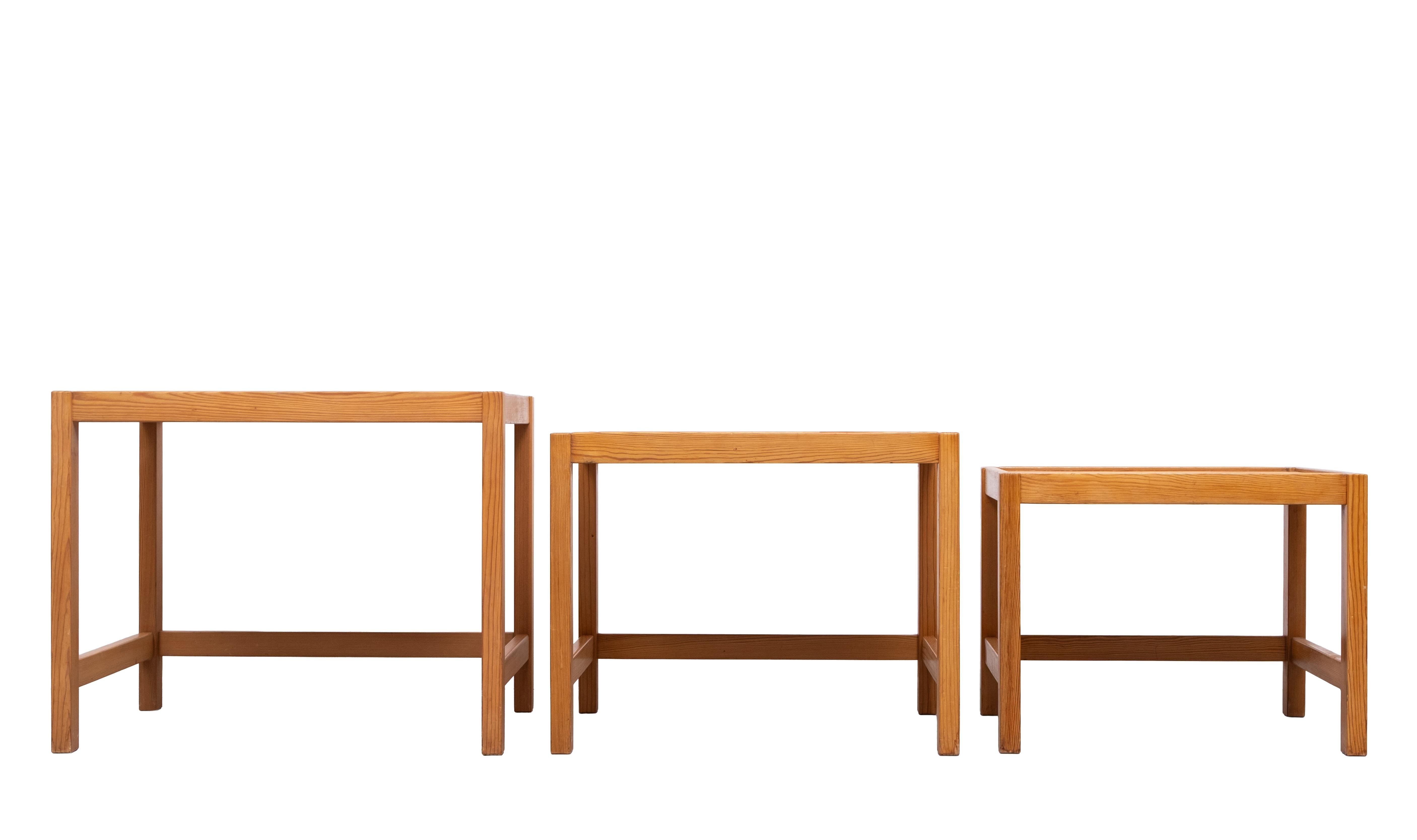 Solid Pine nesting tables Design Kurt Østervig 1960s Denmark For Sale 1