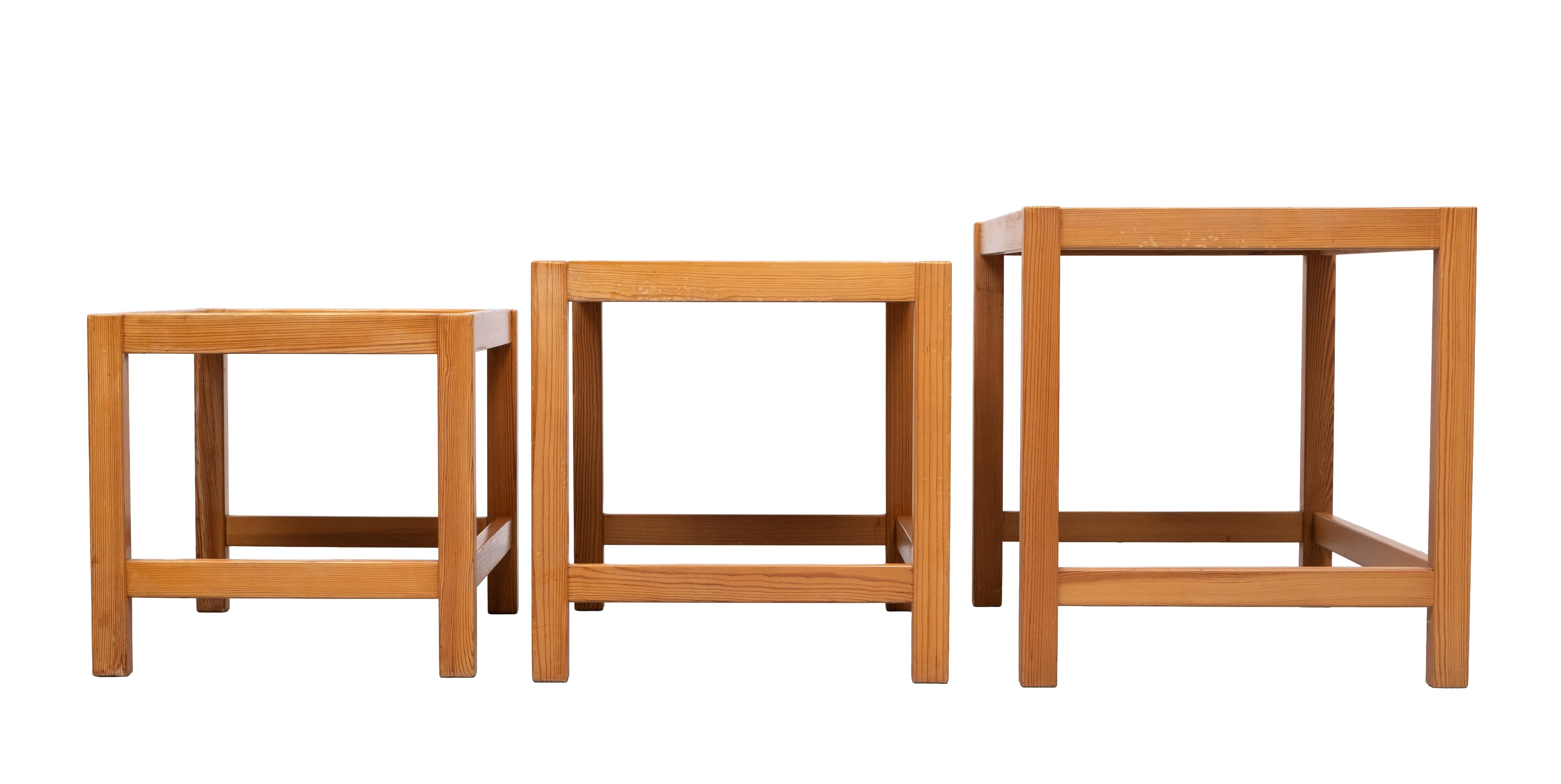 Solid Pine nesting tables Design Kurt Østervig 1960s Denmark For Sale 2