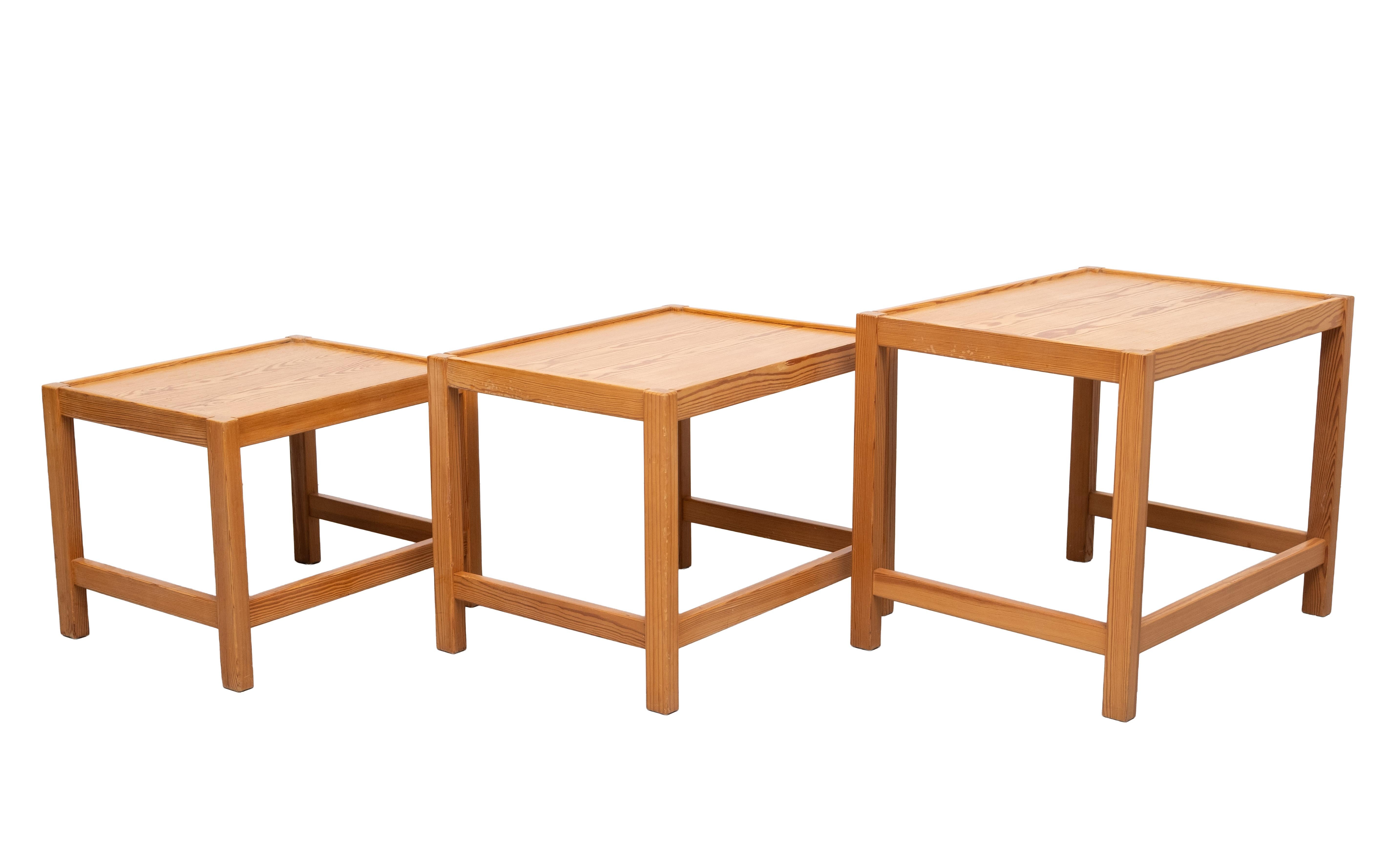 Solid Pine nesting tables Design Kurt Østervig 1960s Denmark For Sale 3