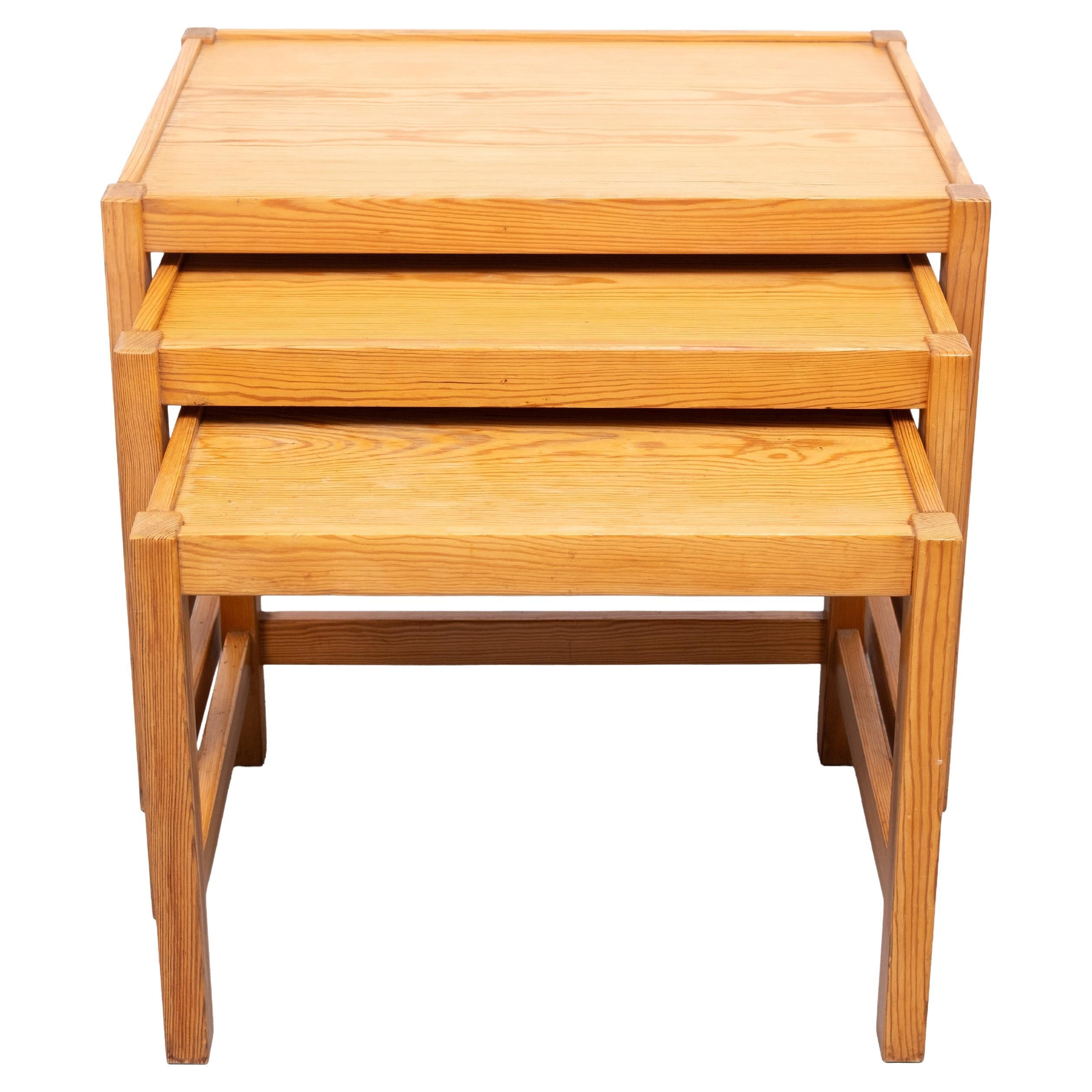 Solid Pine nesting tables Design Kurt Østervig 1960s Denmark For Sale