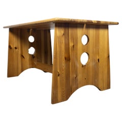 Solid pine sculptural dining table by Gilbert Marklund for Furusnickarn AB 