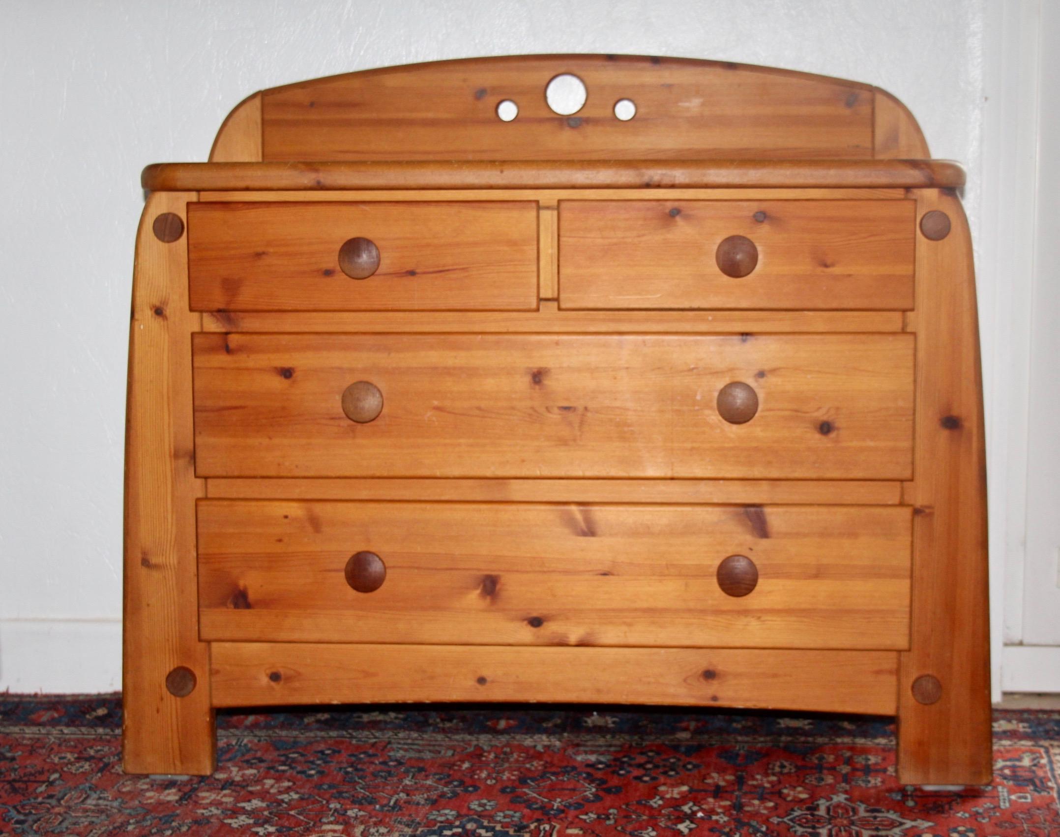 Pine solid pine secretary chest  by WASA, Germany 1990s For Sale