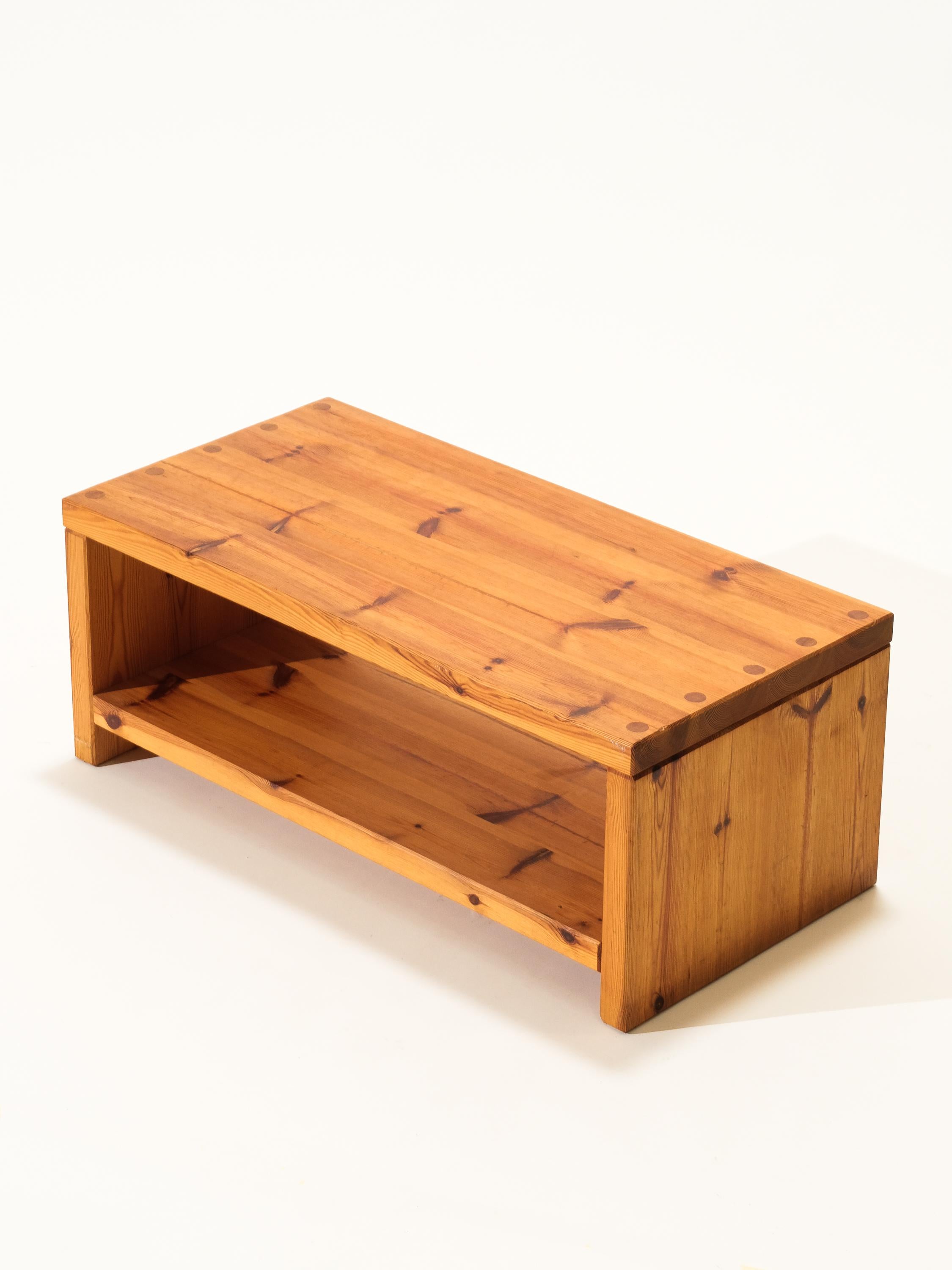 Solid Pine Side Table/Bench by Christer Larsson, Sweden, 1970s For Sale 2