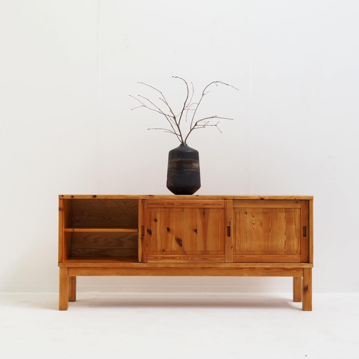 Solid Pine Sideboard with a Simple, Strong and Sturdy Look In Good Condition For Sale In Beerse, VAN