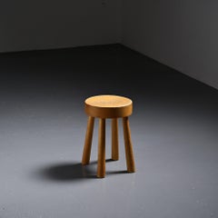 Solid Pine Stool by Charlotte Perriand, 1970s