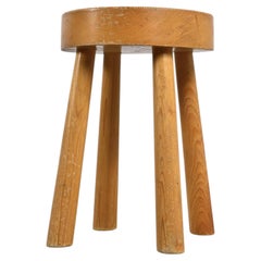 Solid Pine Stool by Charlotte Perriand, 1970s