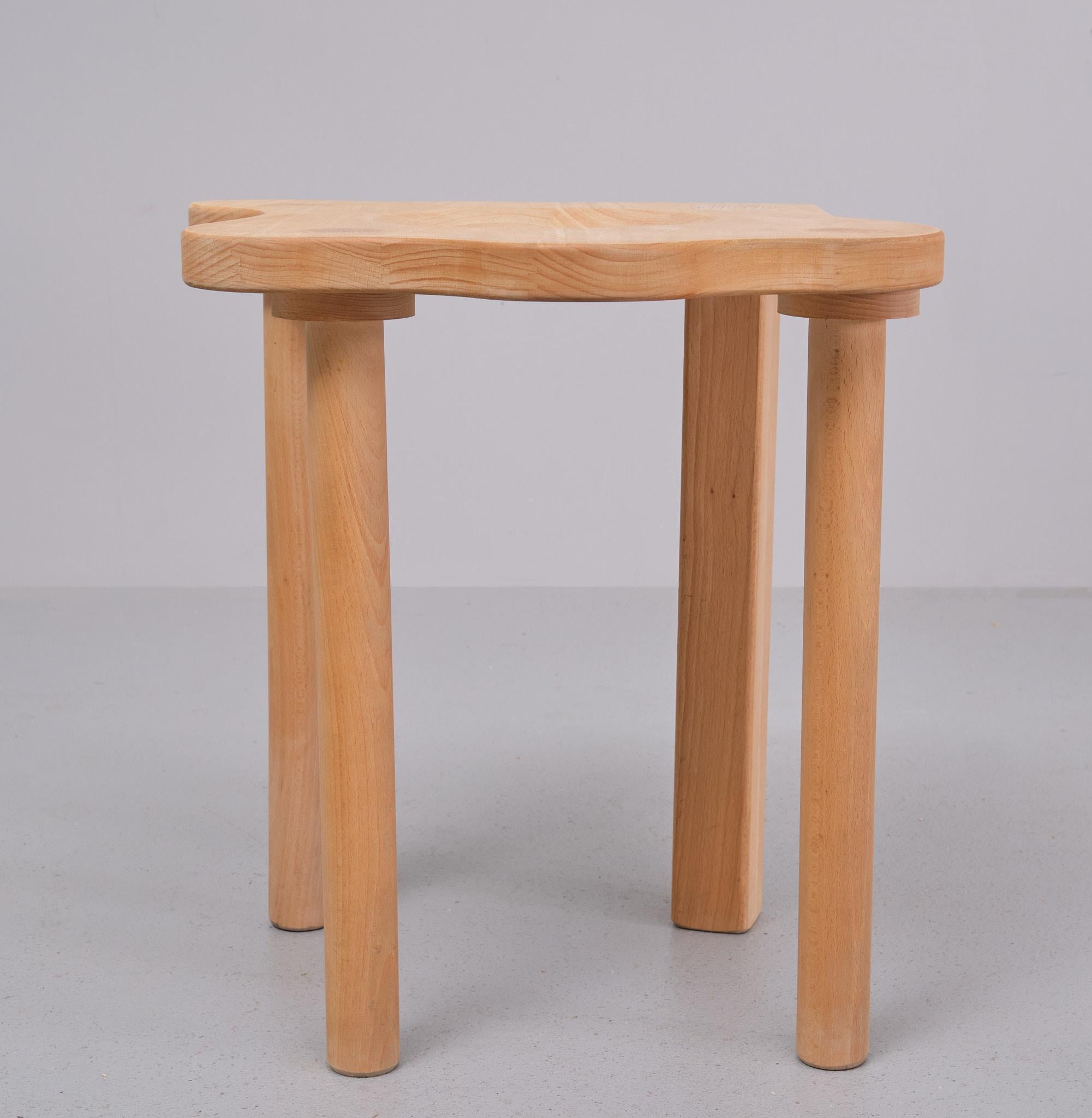 Solid Pine  Stool by Era Herbstb  1980s Germany  In Good Condition For Sale In Den Haag, NL