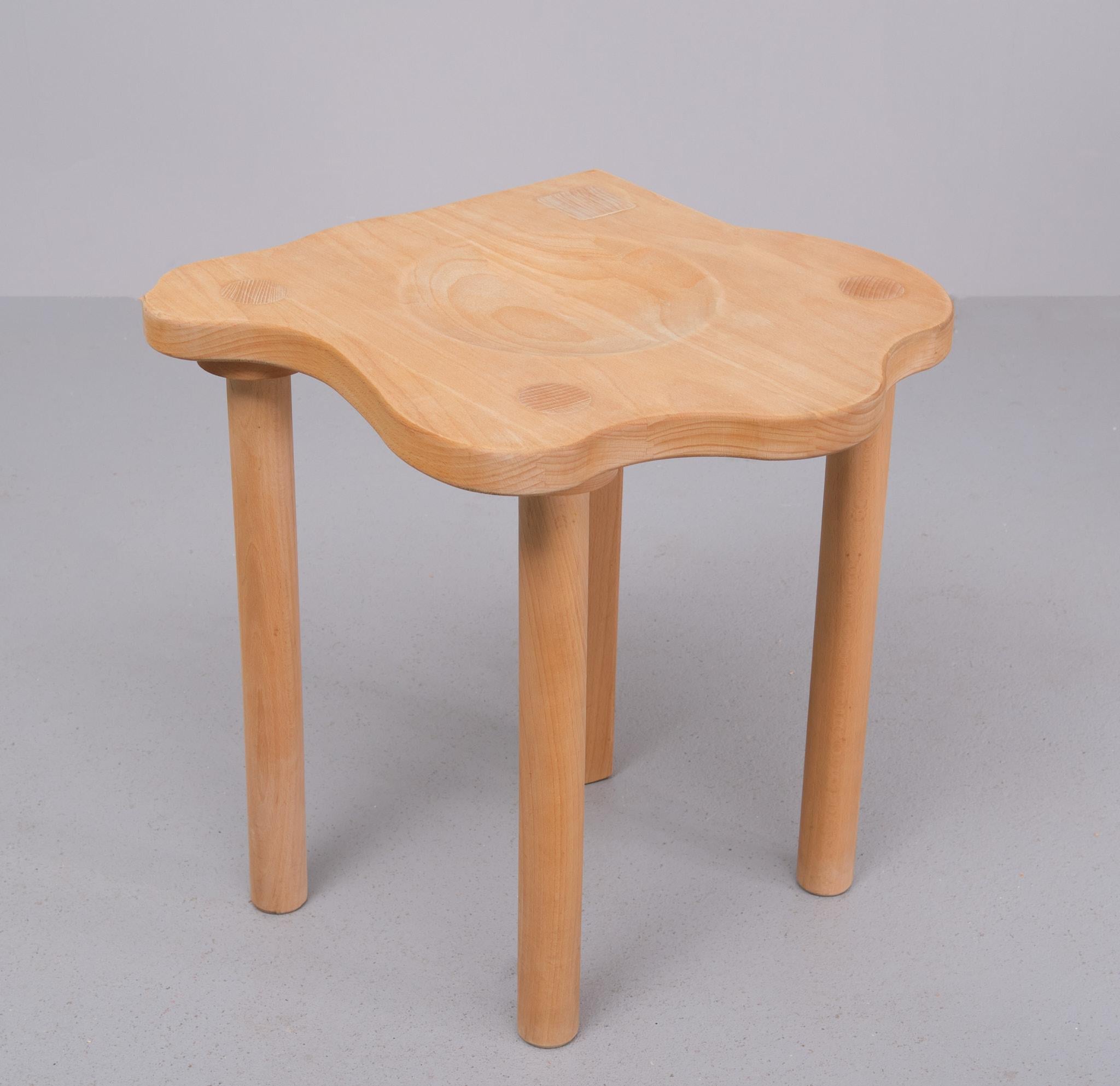 Solid Pine  Stool by Era Herbstb  1980s Germany  For Sale 1