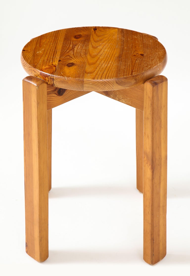 Solid Pine Stool, France, c. Mid-20th Century For Sale 1