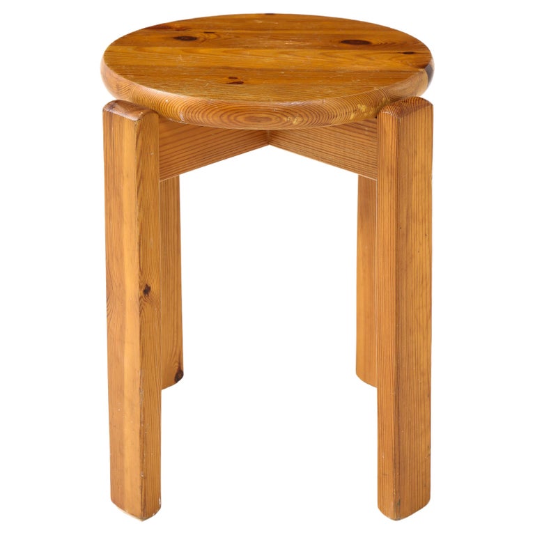 Solid Pine Stool, France, c. Mid-20th Century For Sale