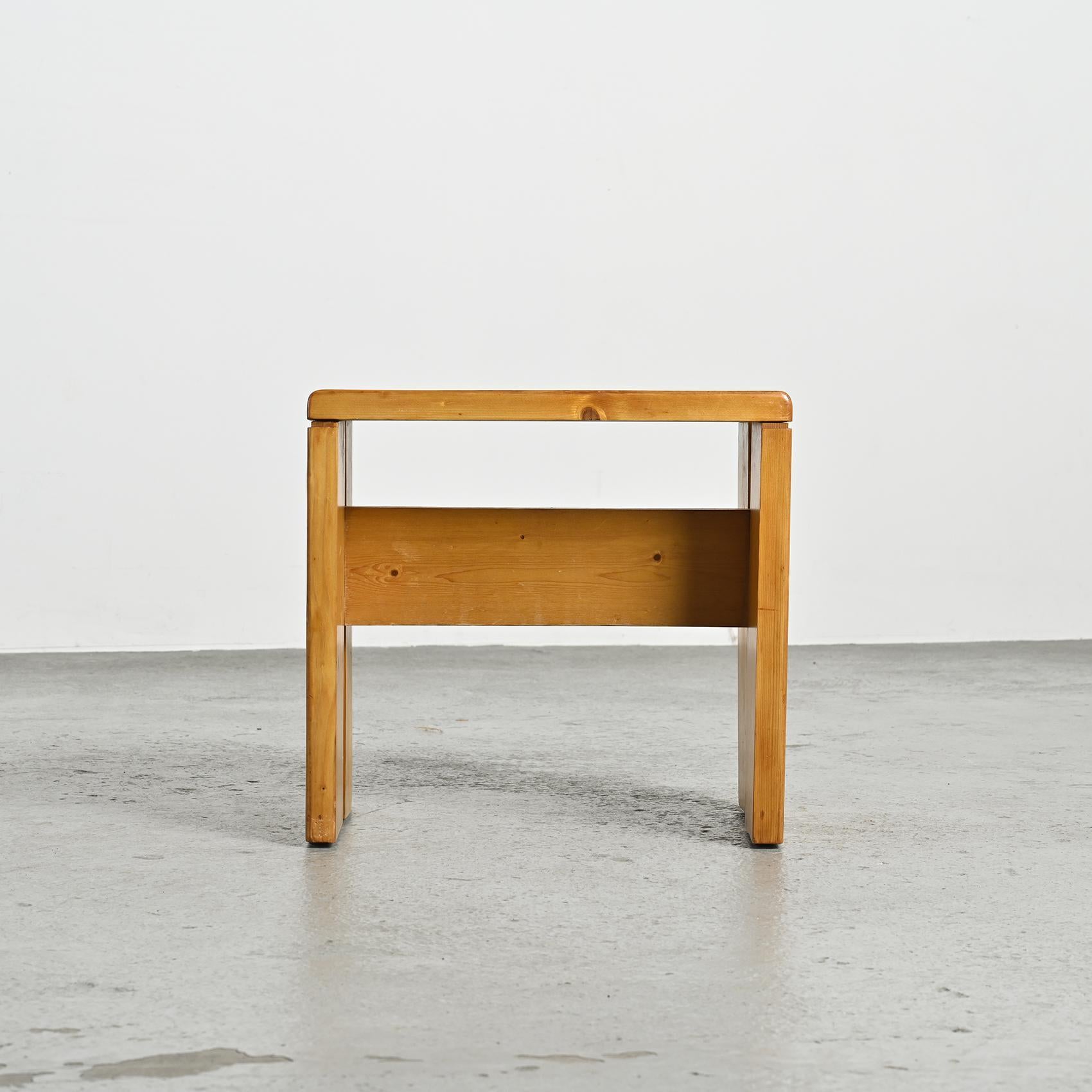 Solid Pine Stool from Les Arcs, France vers 1975 For Sale 4