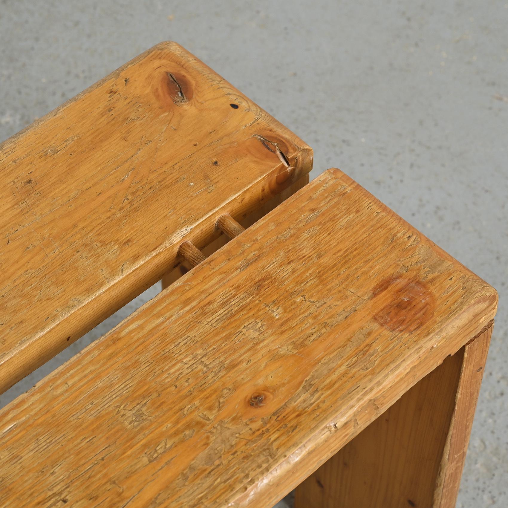 Solid Pine Stool from Les Arcs, France vers 1975 For Sale 2