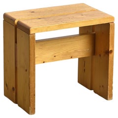 Solid Pine Stool from Les Arcs, France vers 1975