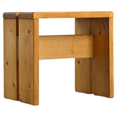 Solid Pine Stool from Les Arcs, France vers 1975