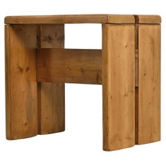 Solid Pine Stool from Les Arcs, France vers 1975
