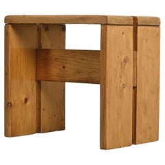 Solid Pine Stool from Les Arcs, France vers 1975