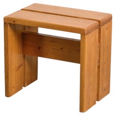 Solid Pine Stool from Les Arcs, France vers 1975