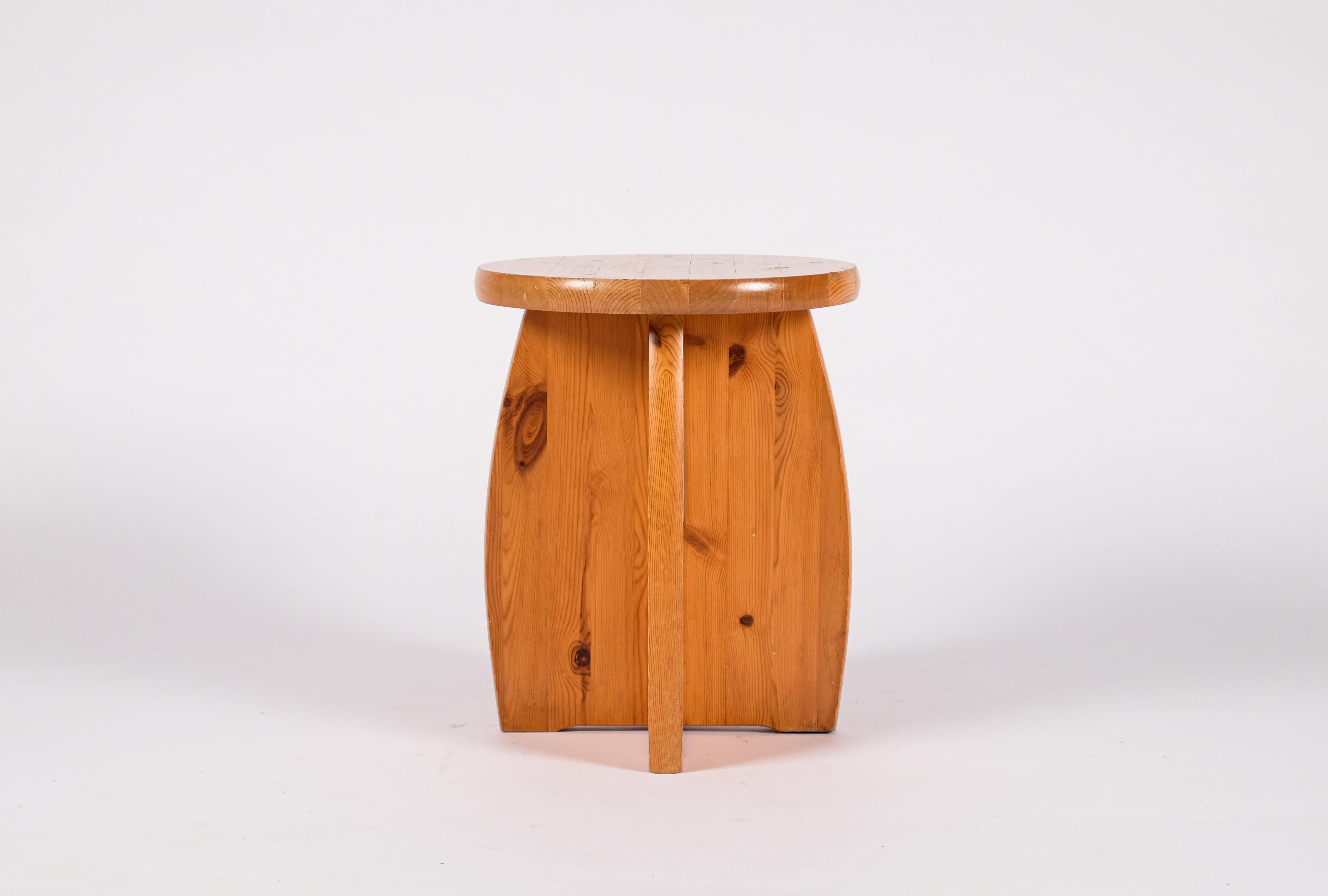Late 20th Century Solid Pine Stool, Sweden, 1970s For Sale