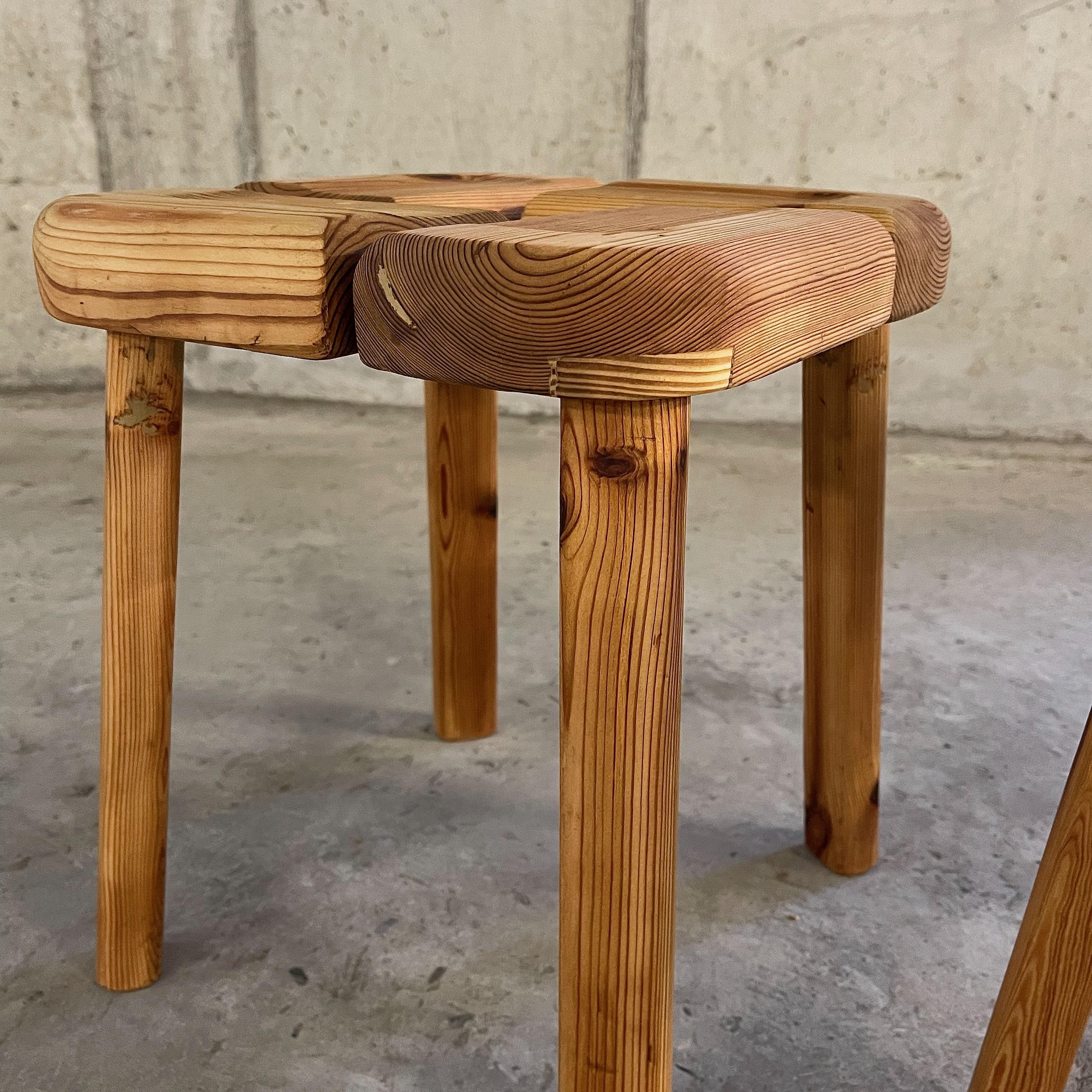 Finnish Solid Pine Stools, Finnsauna Lagerholm, Finland, 1960's For Sale